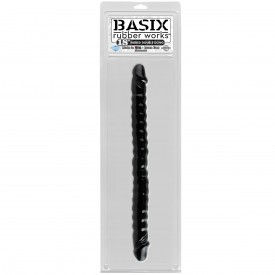 Черный двухголовый фаллоимитатор Basix Rubber Works 18" - 45 см.